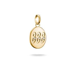 Thomas Sabo Charm Club Connect CC1250-414-14 Pendentif en forme de chiffre 333 avec pierres Plaqué or 18 carats Argent 925 recyclé