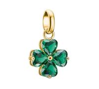 Thomas Sabo Charm trèfle avec nanocristal vert en forme de cœur - Connect Alliage Premium, Doré À L'or 18 Carats