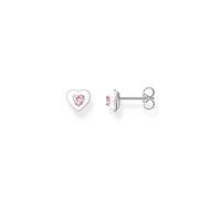 Thomas Sabo Clou d'oreille unique cœur avec pierre rose argent Argent Sterling 925, Émail À Froid