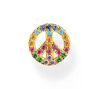 Thomas Sabo Clou d'oreille unique peace avec pierres colorées or Argent Sterling 925, Doré Or Jaune 18 Carats