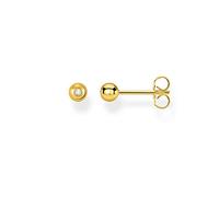 Thomas Sabo Clou d'oreille unique pierre blanche or Argent Sterling 925, Doré Or Jaune 18 Carats