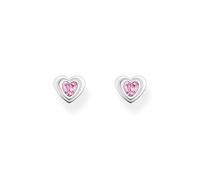 Thomas Sabo Clous d’oreilles cœur zircon rose argent noirci Argent Sterling 925, Noirci