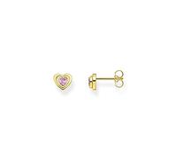 Thomas Sabo Clous d’oreilles cœur zircon rose plaqué or Doré Or Jaune 18 Carats, Argent Sterling 925