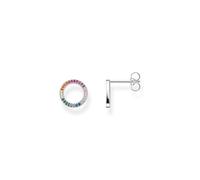 Thomas Sabo Clous d’oreilles Together ronds, argent noirci et gemmes multicolores Argent Sterling 925, Noirci