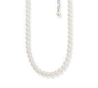 THOMAS SABO Collier de perles de culture d'eau douce fines d'un diamètre de 5,5 à 6 mm, œillets en argent sterling 925 légèrement noirci avec pierres de zirconium, KE2116-167-14-L45V, 16 x 24 x 6 mm,