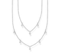 THOMAS SABO Collier double pour femme en argent sterling 925 avec pierres blanches 40-45 cm