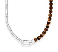 Thomas Sabo Collier en Argent Noirci à Beads Marron Argent Sterling 925, Noirci