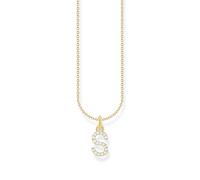 THOMAS SABO Collier lettre S, argent doré avec zirconium, KE2258-414-14