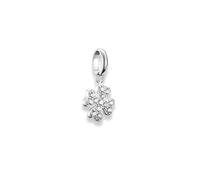 THOMAS SABO Connect Charm Pendentif trèfle porte-bonheur avec zircons - Argent 925 recyclé - Quatre feuilles avec pierres blanches - Bijoux pour femme pour bracelet et chaîne
