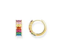 Thomas Sabo CR667-488-7 Boucles d'oreilles créoles pour femme en argent sterling 925 avec traitement en or jaune 750 et zircones multicolores Taille : 17 x 6 mm, 17x6 mm, Cristal, Zircone cubique 1