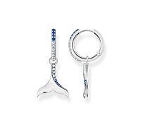 Thomas Sabo CR687-644-1 Boucles d'oreilles créoles pour femme en argent sterling 925 noirci avec queue et zircons bleus 30 x 13 mm, 30x13 mm, Argent sterling, Zircone cubique 1