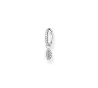 THOMAS SABO CR697-051-14 Créoles pour femme avec pierres blanches et coquillage en argent sterling 925, taille unique, Argent sterling, Zircone cubique