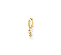 THOMAS SABO CR698-414-14 Créole simple avec pierre blanche et hippocampe en argent sterling plaqué or 750, diamètre : 1,3 cm, 1,3cm, Argent sterling, Zircone cubique