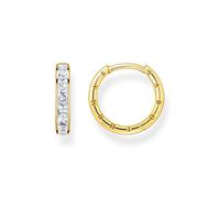 Thomas Sabo Créoles blanche pavé or Argent Sterling 925, Doré Or Jaune 18 Carats