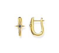 Thomas Sabo Créoles Royalty étoile avec pierres or Argent Sterling 925, Doré Or Jaune 18 Carats