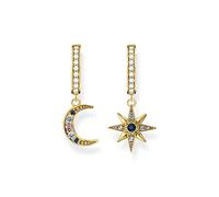 Boucles d'Oreilles - THOMAS SABO - Créoles Royalty Étoile et Lune - Argent 925 - Plaqué or 18K - Zirconium