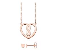 Thomas Sabo - Ensemble collier et boucles d'oreilles pour femmes - Motif cœur & infini en argent sterling 925 avec placage or rose 750- 42 cm - Femme - Accessoires - Rose - Taille: ONE Size