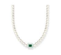 Thomas Sabo, Femme, Accessoires, Blanc, Taille: ONE Size Collier avec perles blanches et pierre verte Ke2183-082-6-L42V
