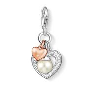 Thomas Sabo, Femme, Accessoires, Gris, Taille: ONE Size Charme Cœur en Or Rose avec Perle et Zircone