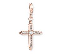Thomas Sabo, Femme, Accessoires, Rose, Taille: ONE Size Pendentif Charm Croix en or rose avec pierres blanches