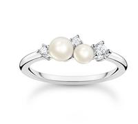 Thomas Sabo Femme Bague Perles avec Pierres Blanches Argent Argent Sterling 925 TR2368-167-14