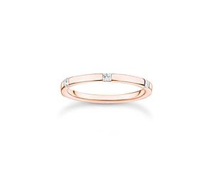 Thomas Sabo Femme Bague avec Pierres Blanches Or Rose Argent Sterling 925, Doré Or Rose 18 Carats TR2396-416-14