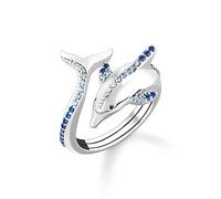 Thomas Sabo Femme Bague Dauphin vec Pierres Bleues Argent Sterling 925, Noirci TR2384-644-1