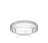 THOMAS SABO TR2316-051-14 Bague double rangée en argent sterling 925 pour femme, Argent, Zircone cubique