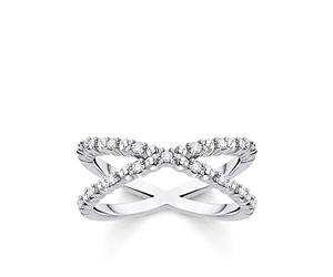 Thomas Sabo Femme Bague Perles vec Pierres Blanches Argent Argent Sterling 925 TR2318-051-14