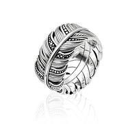 Thomas Sabo Femme Bague Plume pavé Argent Sterling 925, Noirci TR2159-643-11