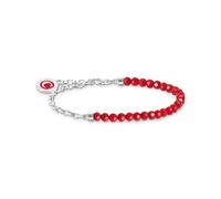 Thomas Sabo Femme Bracelet à Charms Membre, Beads Rouges et maillons en Argent Argent Sterling 925, Émail À Froid A2130-007-10