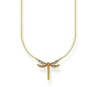 Thomas Sabo Femme chaîne Libellule Petite Argent Sterling 925 ; Plaqué Or Jaune 18 Carats, Émaillé Noir KE1837-974-7