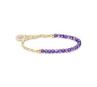 Thomas Sabo Femme Membre Bracelet Charm à maillons et Imitation améthyste plaqué Or Argent Sterling 925, Doré Or Jaune 18 Carats, Émail À Froid A2130-427-13