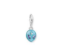 Thomas Sabo Femme Pendentif Charm tête d’Alien orné d’émail à Froid Bleu et gemmes en Argent Argent Sterling 925, Émail À Froid 2051-496-1
