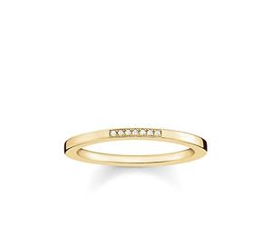 Thomas Sabo Femmes-Bague Glam & Soul Argent Sterling 925 plaqué or jaune 18 carats Diamant blanc pavé Taille 52 (16.6) D_TR0005-924-14-52