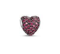 Thomas Sabo Femmes-Bead Coeur Pavé Rouge Karma Beads Argent Sterling 925 noirci K0084-639-10
