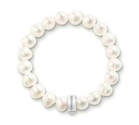 Thomas Sabo Femmes-Bracelet Charm Club Argent Sterling 925 Nylon Perle de culture d´eau douce blanc Longeur 15.5 cm X0041-082-14-L