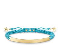 Thomas Sabo Femmes-Bracelet Love Bridge Argent Sterling 925 plaqué or jaune 18 carats Nylon bleu Longeur de 12 à 19 cm Pont 5 cm LBA0060-848-1-L19v