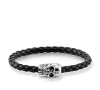 Thomas Sabo Femmes Hommes-Bracelet Rebel at Heart Argent Sterling 925 noirci cuir nappa tressé noir Longeur 14 cm UB0010-823-11-L17