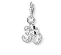 Thomas Sabo Femmes-Pendentif charm Chiffre 30 Charm Club Argent Sterling 925 Pavé d'Oxydes de Zirconium blancs 1237-051-14