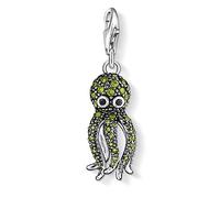 Thomas Sabo Femmes-Pendentif charm Pieuvre Charm Club Argent Sterling 925 Pavé d'Oxydes de Zirconium verts noir 1047-051-6