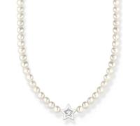 Thomas Sabo Choker étoile orné d’Une Pierre de zircone et d’émail à Froid Blanc Argent Argent Sterling 925, Émail À Froid