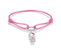Thomas Sabo Hello Kitty Bracelet textile rose avec charm - Connect Alliage Premium, Plaqué Argent Fin, Émail À Froid, Textile