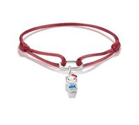 Thomas Sabo Hello Kitty Bracelet textile rouge avec charm - Connect Alliage Premium, Plaqué Argent Fin, Émail À Froid, Textile