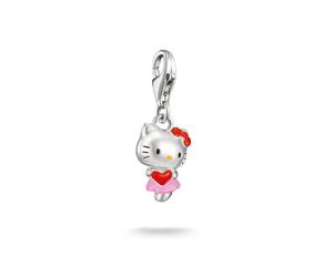 Thomas Sabo Hello Kitty Charm cœur - Original Alliage Premium, Plaqué Argent Fin, Émail À Froid