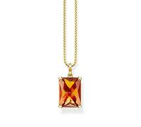 THOMAS SABO KE1957-472-8-L50V Chaîne pour femme en argent sterling 925 plaqué or jaune 750 avec grande pierre orange Longueur 50 cm, 50 cm, Argent sterling Or jaune, Zircone cubique