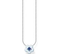 THOMAS SABO KE2185-496-1-L45v Collier pour femme en argent sterling 925 avec pendentif en forme de fleur avec pierre bleue Longueur 45 cm, 45 cm, Argent sterling, Zircone cubique