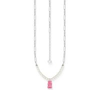 Thomas Sabo KE2207-082-9-L45V Collier à maillons avec perles et pendentif rose ourson d'or 40-45 cm Femme