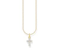 THOMAS SABO KE2226-414-14 Chaîne avec pendentif croix blanche en argent plaqué or, taille unique, Argent sterling, Zircone cubique
