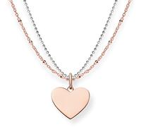 Thomas Sabo LBKE0004-415-12-L45v Chaîne pour femme, pendentif en forme de coeur-pont d’amour, en argent Sterling 925, or rose